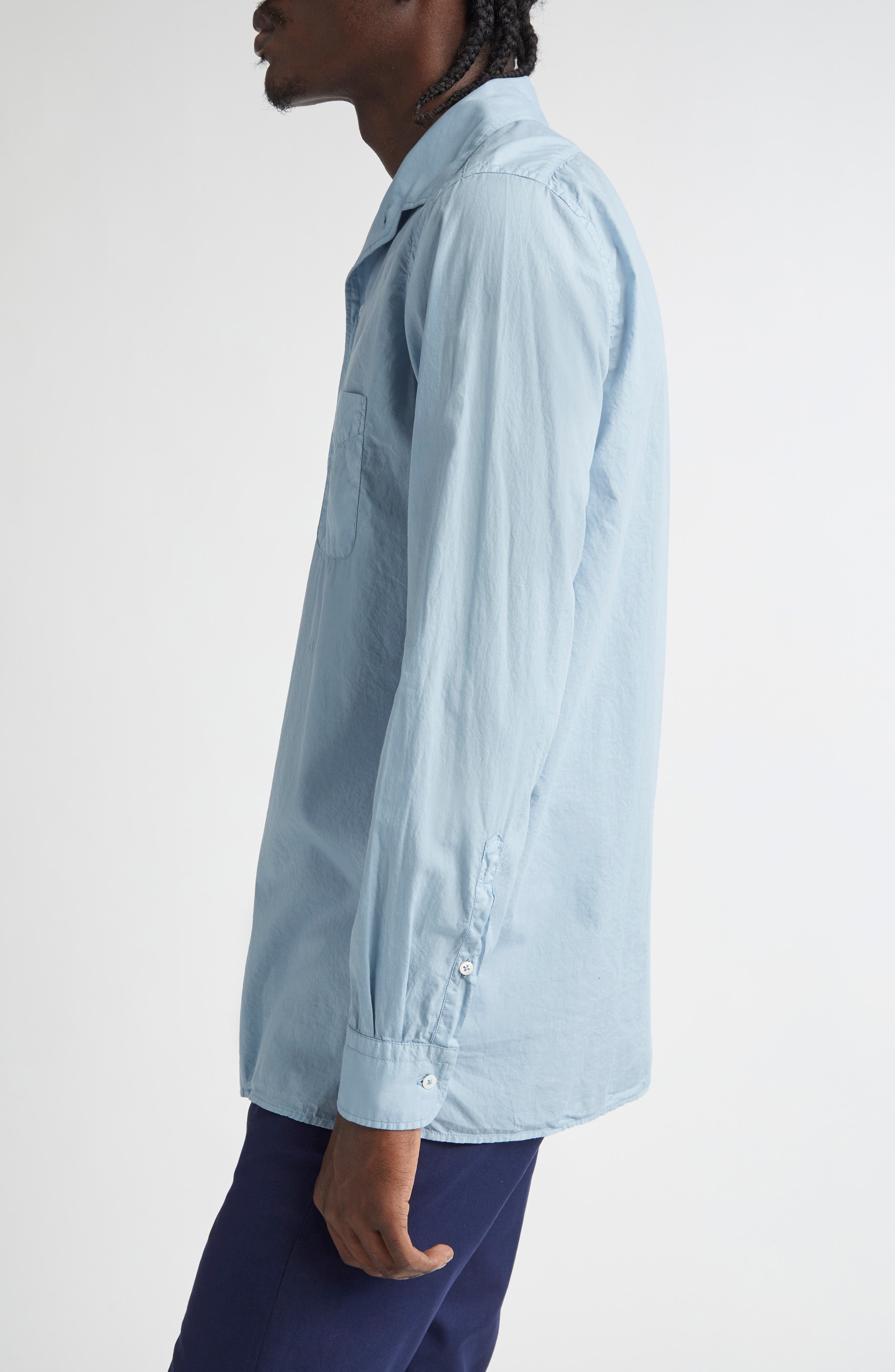 Massimo Alba Bowles Cotton Button-Up Shirt in Avio at Nordstrom - 3