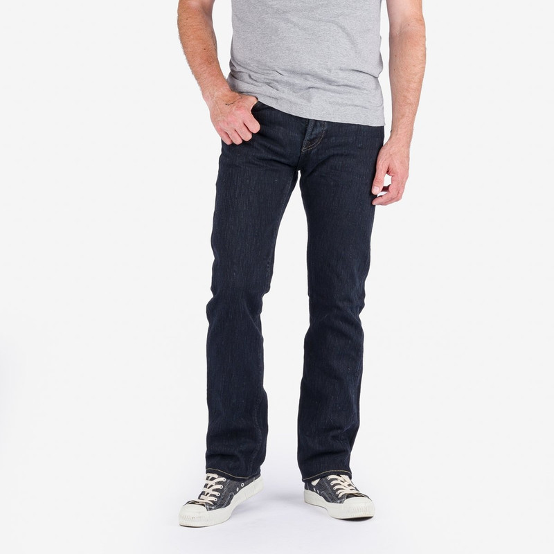 Iron Heart IH-666S-SLBod 16oz Slubby Selvedge Denim Slim Straight Cut Jeans - Indigo Overdyed Black outlook