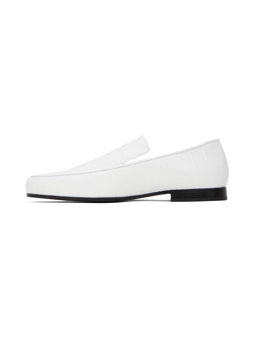 White 'The Croco Oval' Loafers - 3
