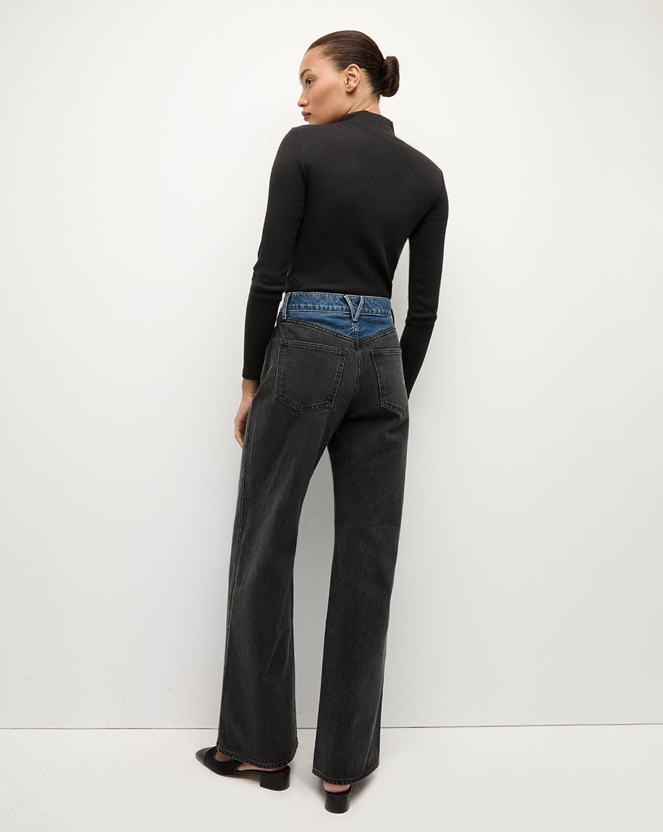 TAYLOR TWO-TONE WIDE-LEG JEAN - 6