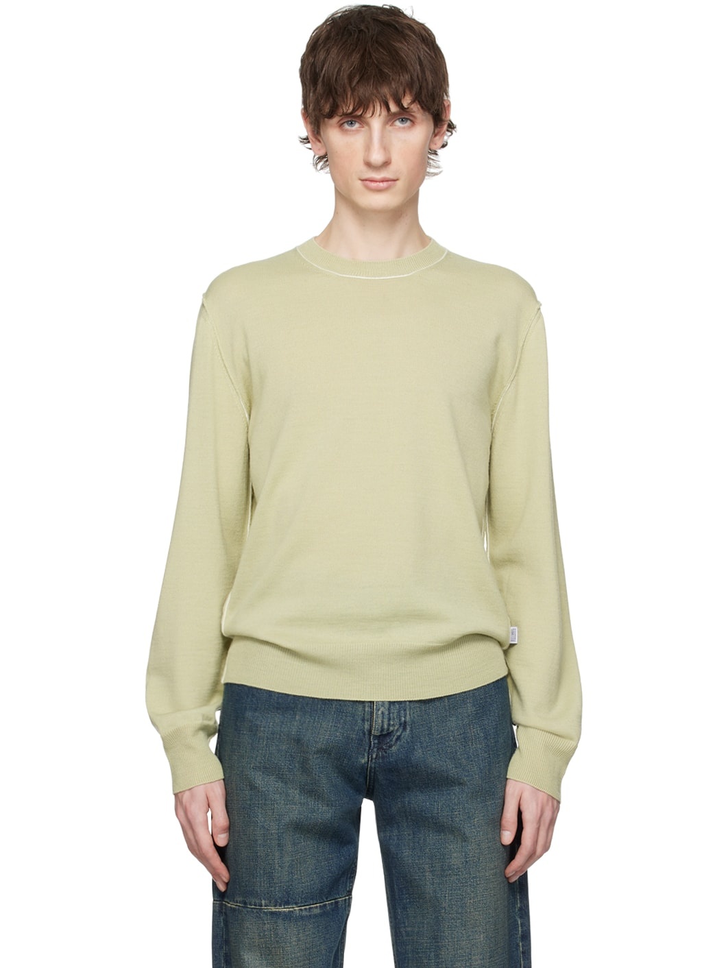 Green Inverted Seams  Sweater - 1