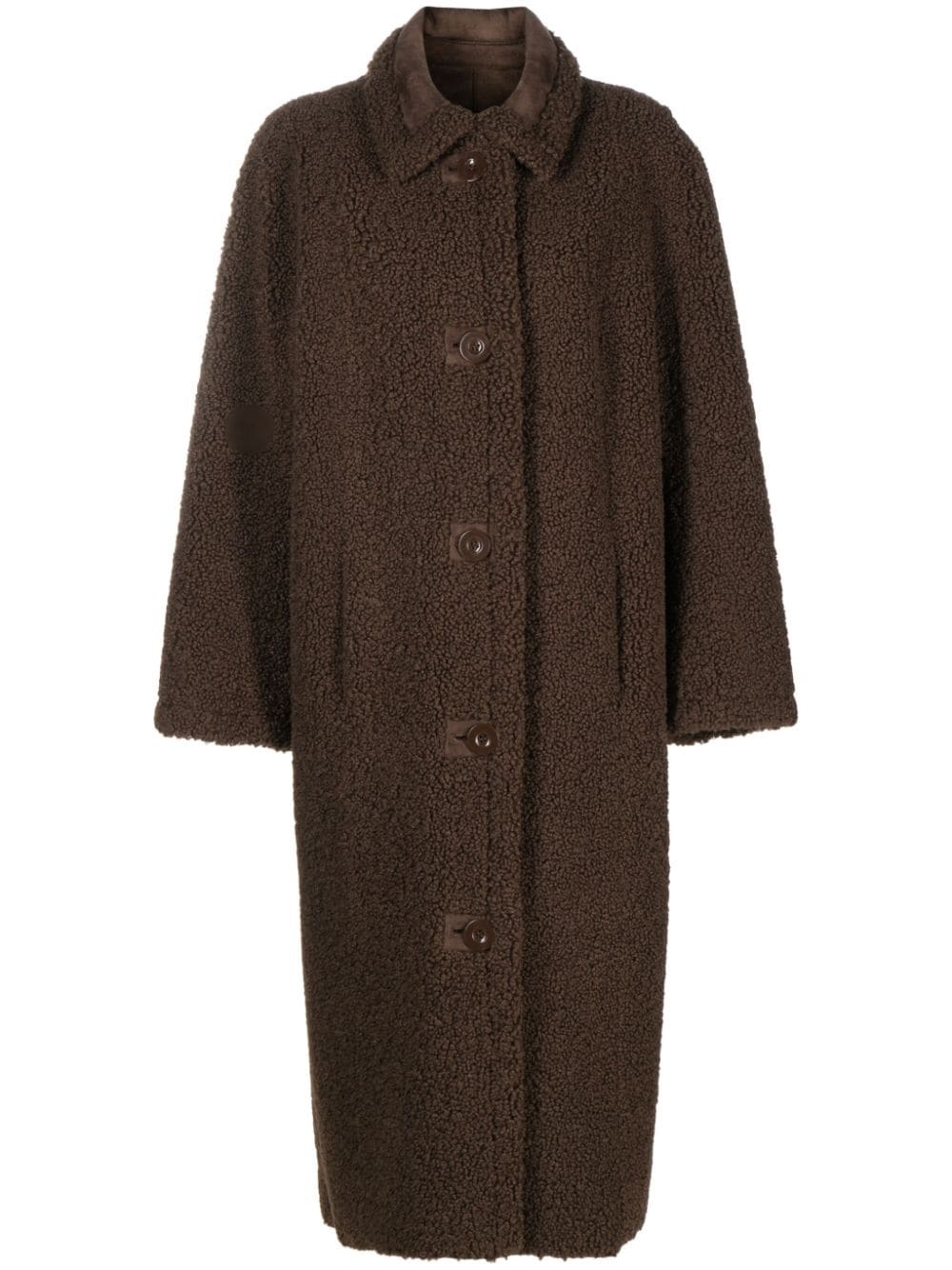 straight-point collar faux-shearling coat - 1
