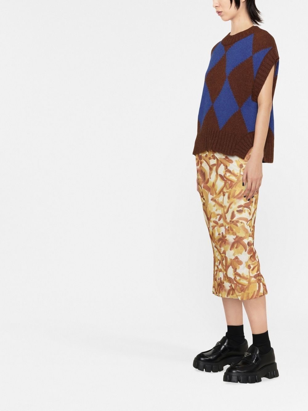 argyle-check knitted vest - 3
