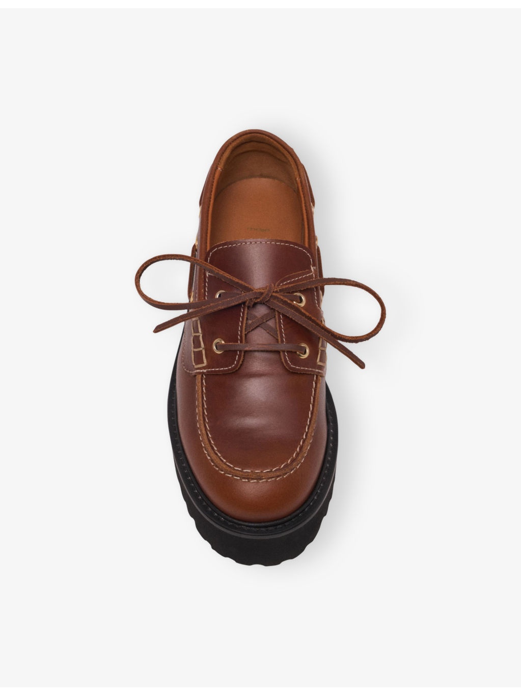 Chunky-Sole Lace-Up Leather Boat Shoes - 3