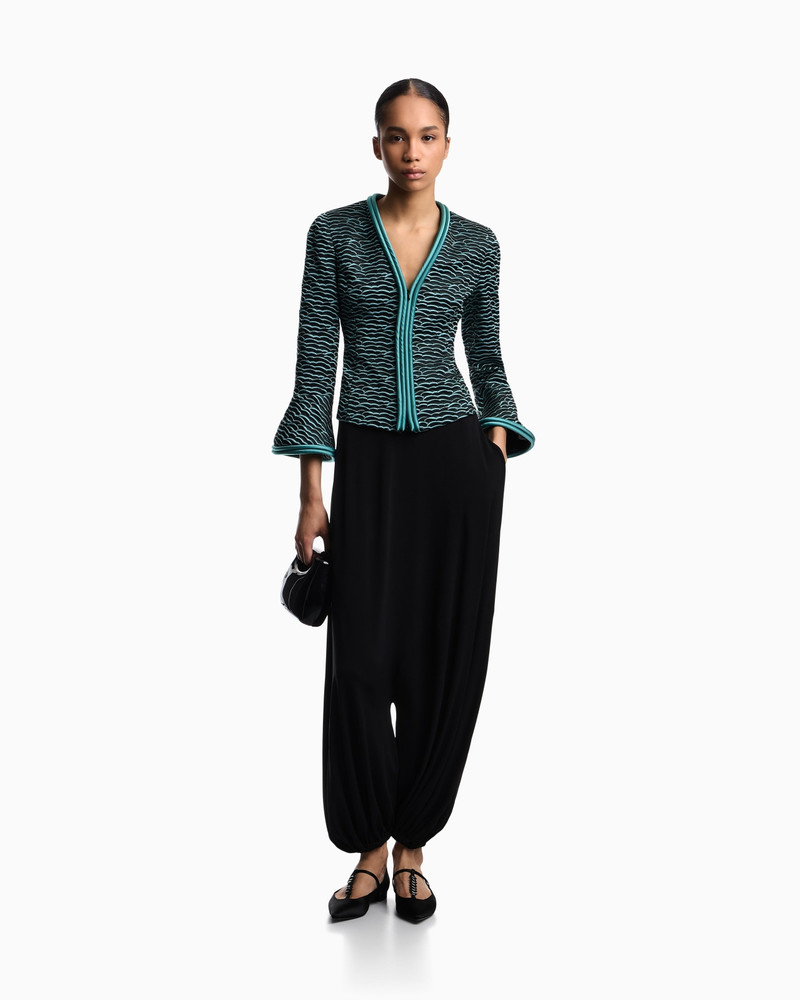 FLARED-SLEEVED JACKET IN WAVY WAFFLE JACQUARD 2