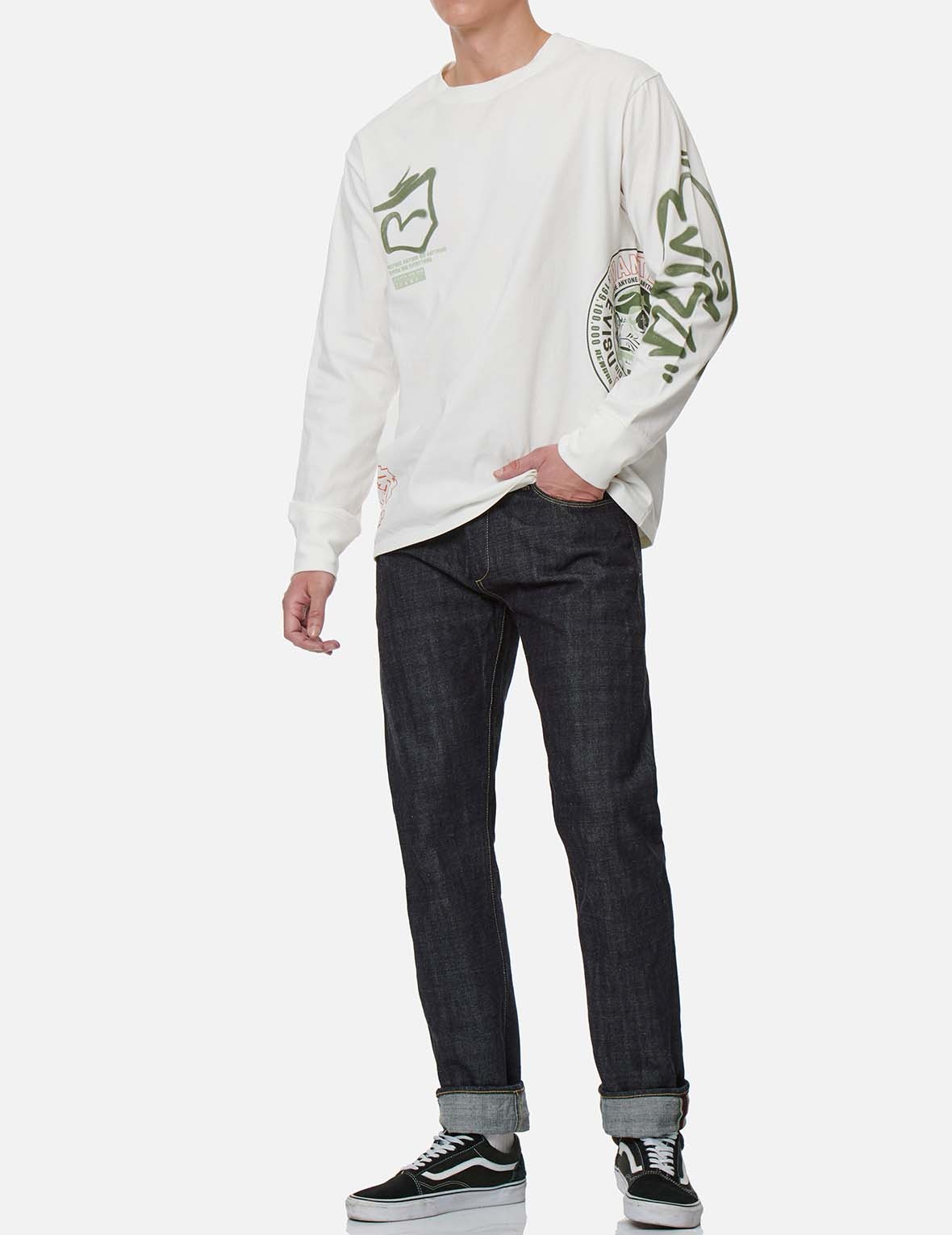 HANDPAINTED SEAGULL SLIM STRAIGHT FIT SELVEDGE DENIM JEANS #2010 - 6