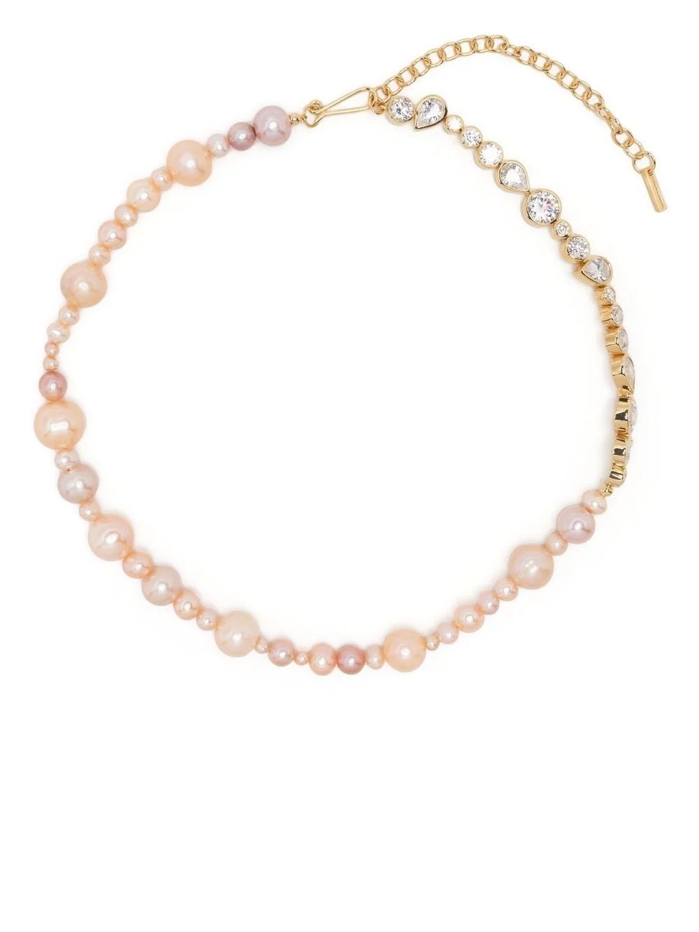 pearl and zirconia chain necklace - 1