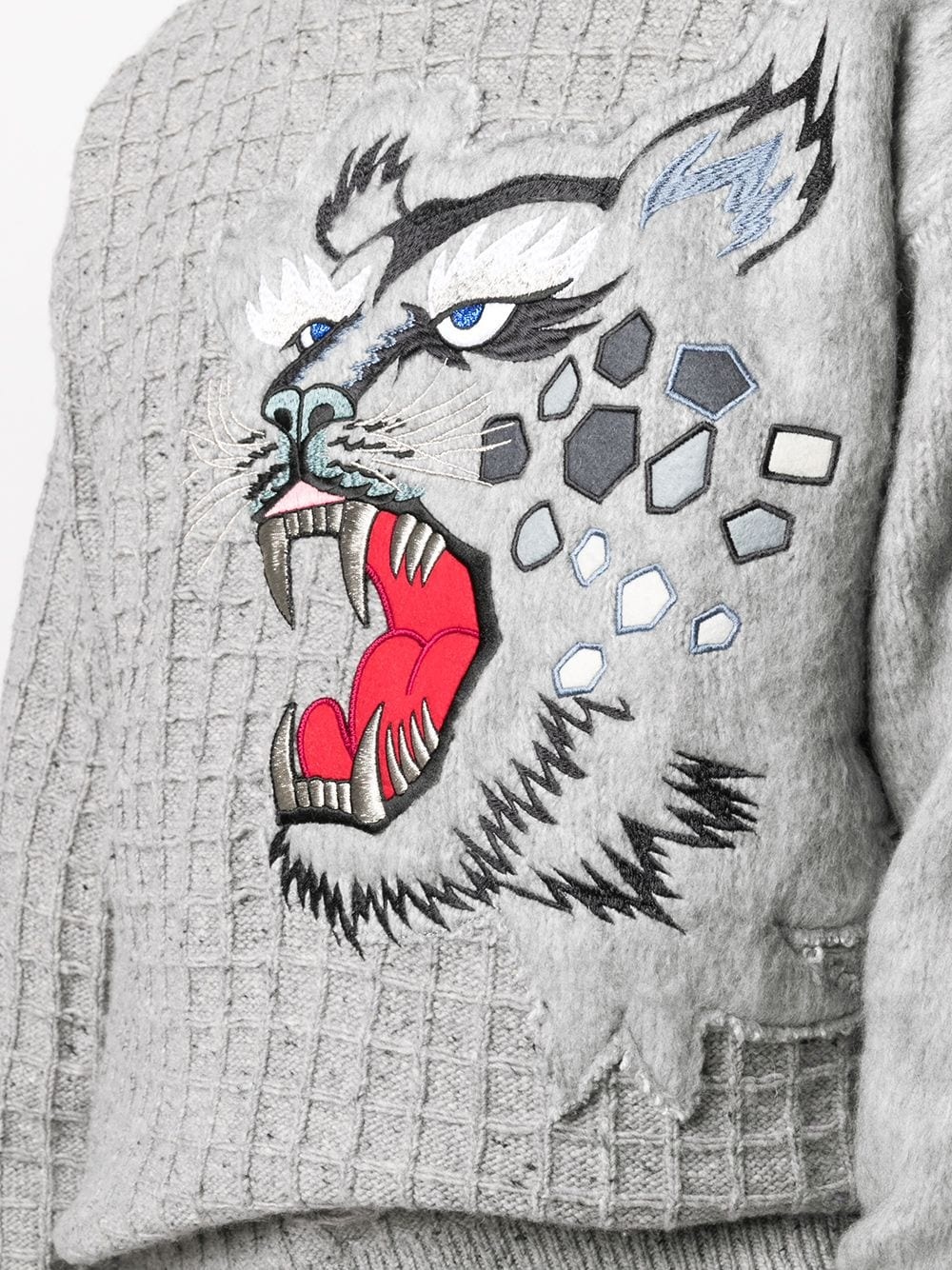 embroidered tiger grid jumper - 5