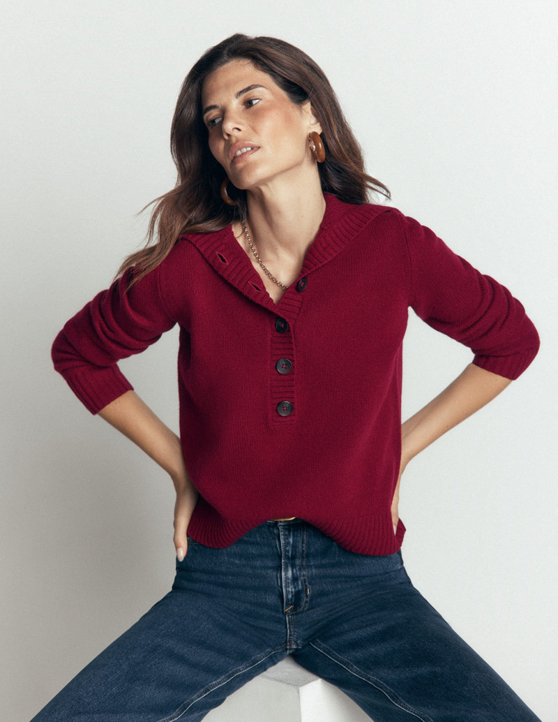 Marta Merino Wool Sailor Top-Pinotage - 1