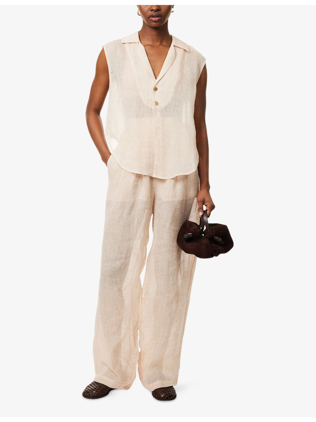Sohag Semi-Sheer Linen Trousers - 2