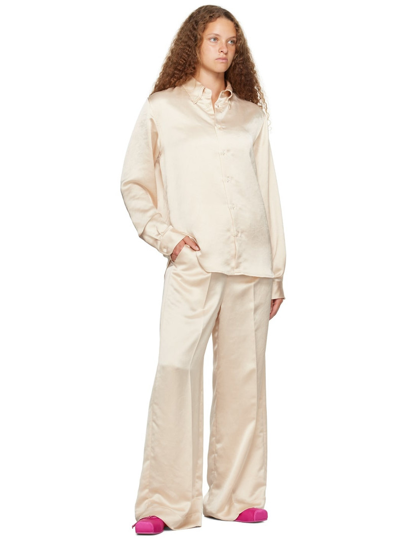 MM6 Maison Margiela Off-White Crinkled Trousers outlook