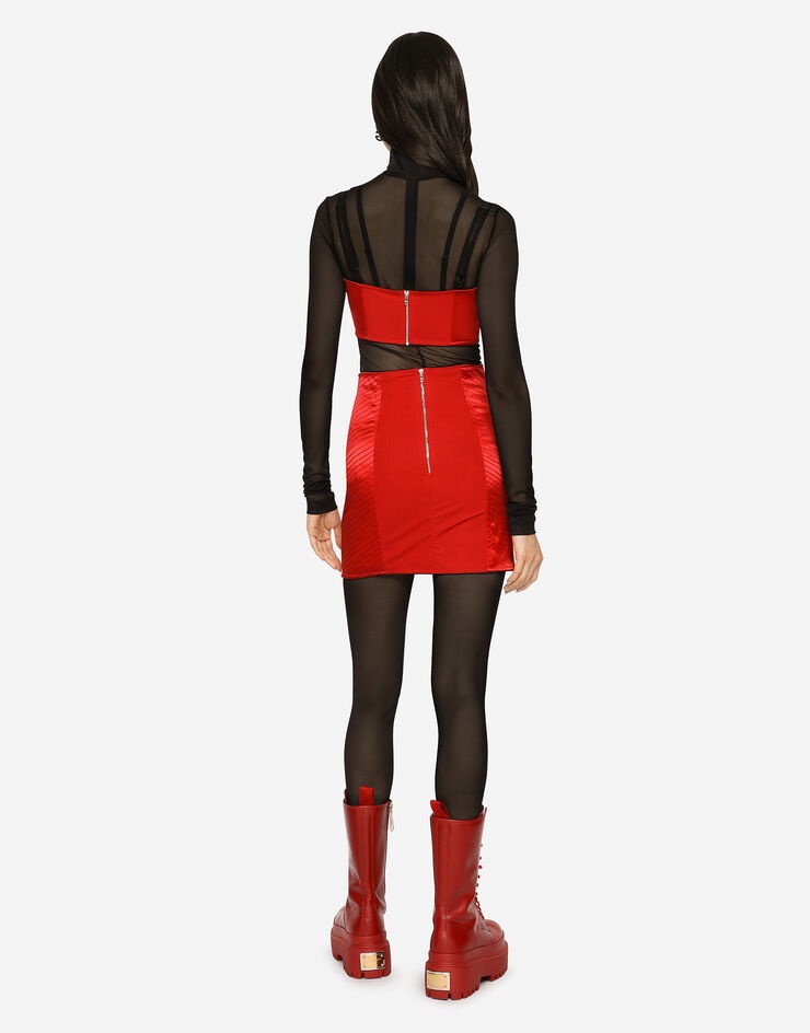 Satin miniskirt with hook-and-eye fastenings - 5