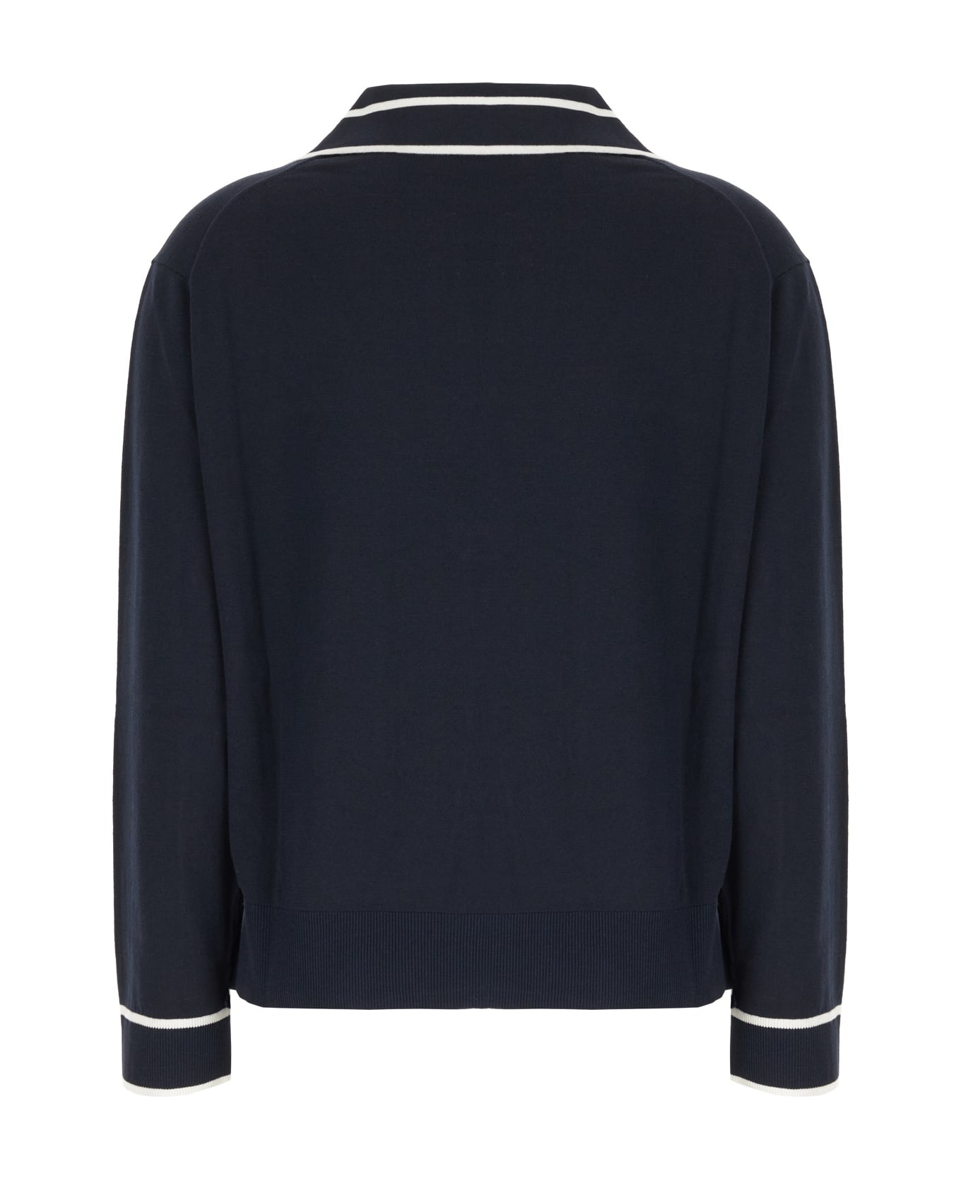 Navy Blue Silk Blend Sweater - 2