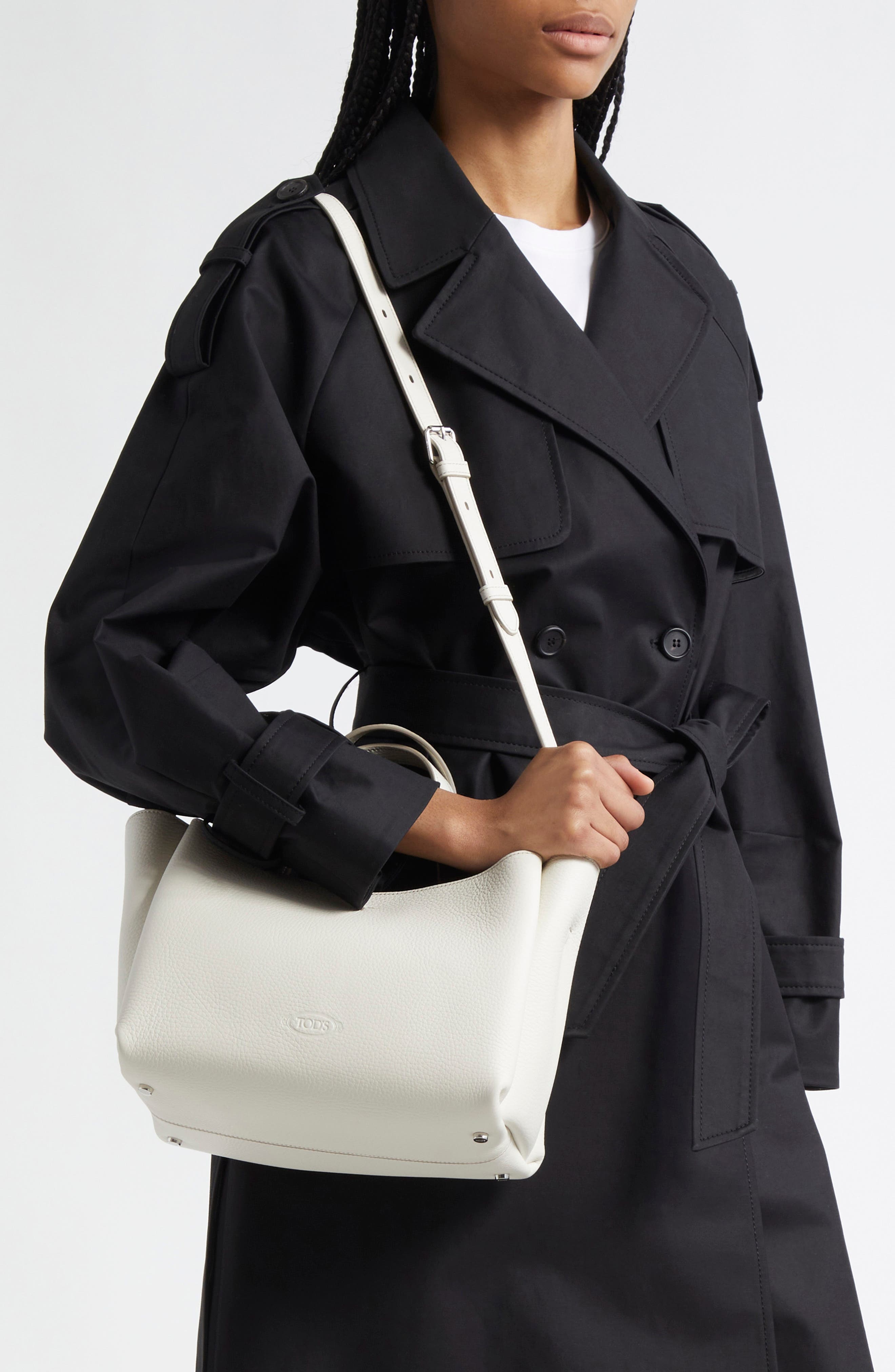Tod's Mini Leather Tote in Bianco Calce/Bordeaux at Nordstrom - 2
