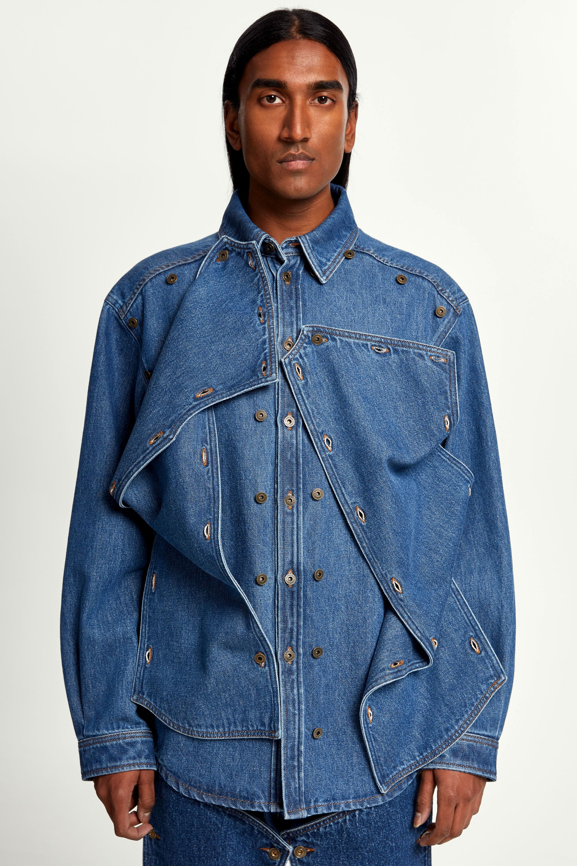 Classic Button Panel Denim Shirt - 3