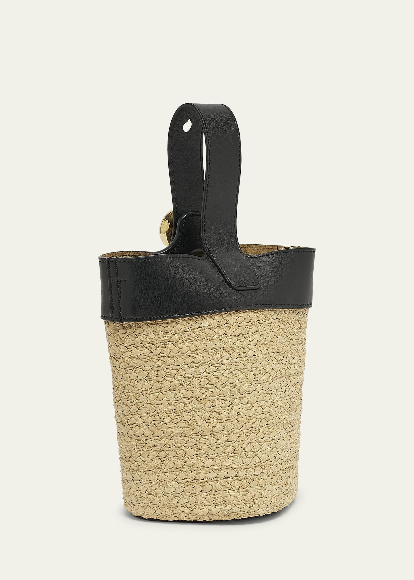 Mini Anagram Pebble Raffia Bucket Bag - 3