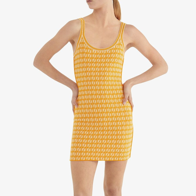 Orange viscose dress 4