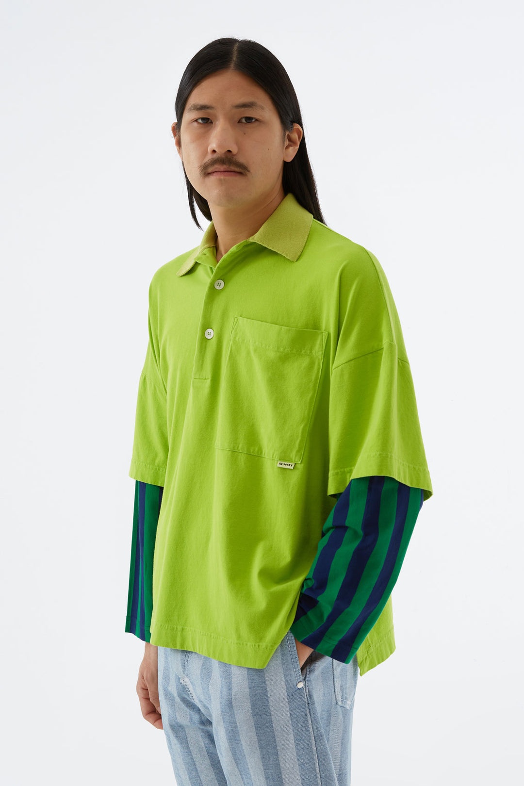 LIGHT GREEN DOUBLE POLO SHIRT - 2