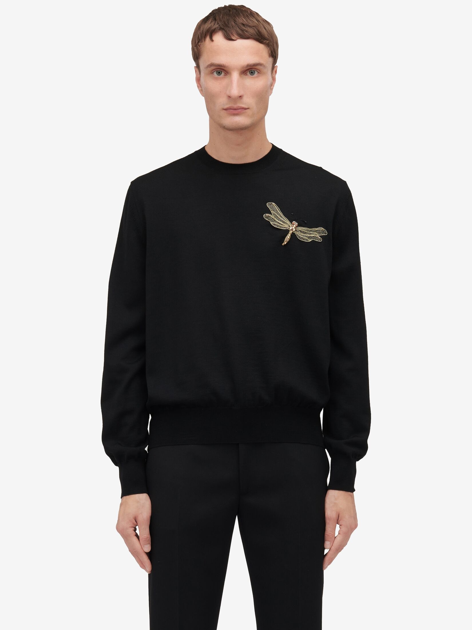 Men's Dragonfly Applique Jumper in Black/ Gold - 5