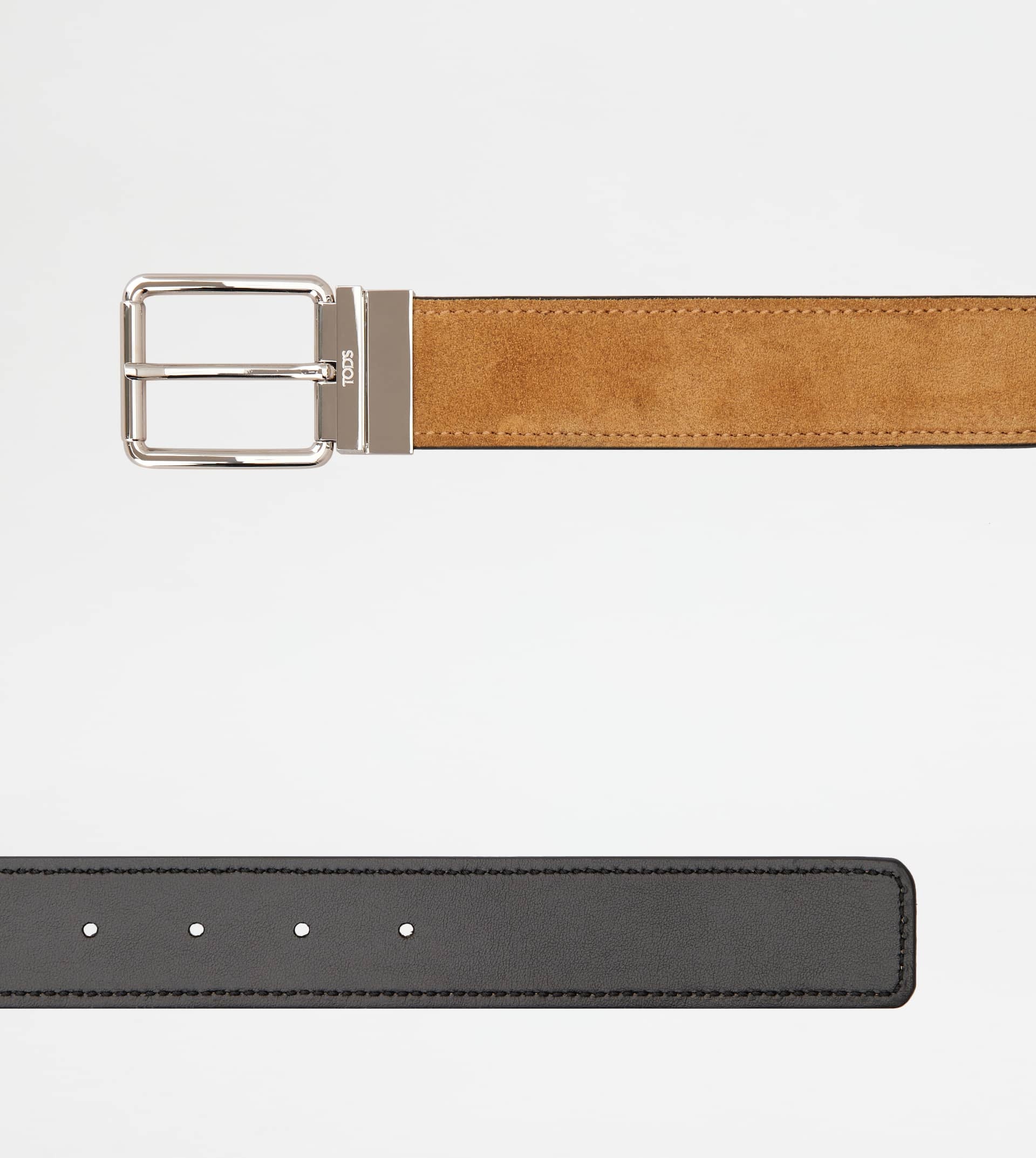 REVERSIBLE BELT IN LEATHER - BEIGE, BLACK - 3