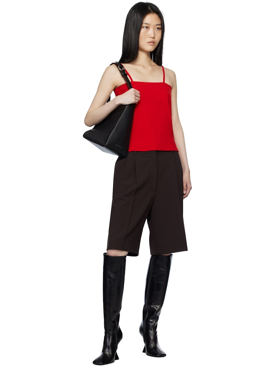 Red Square Neck Tank Top - 4