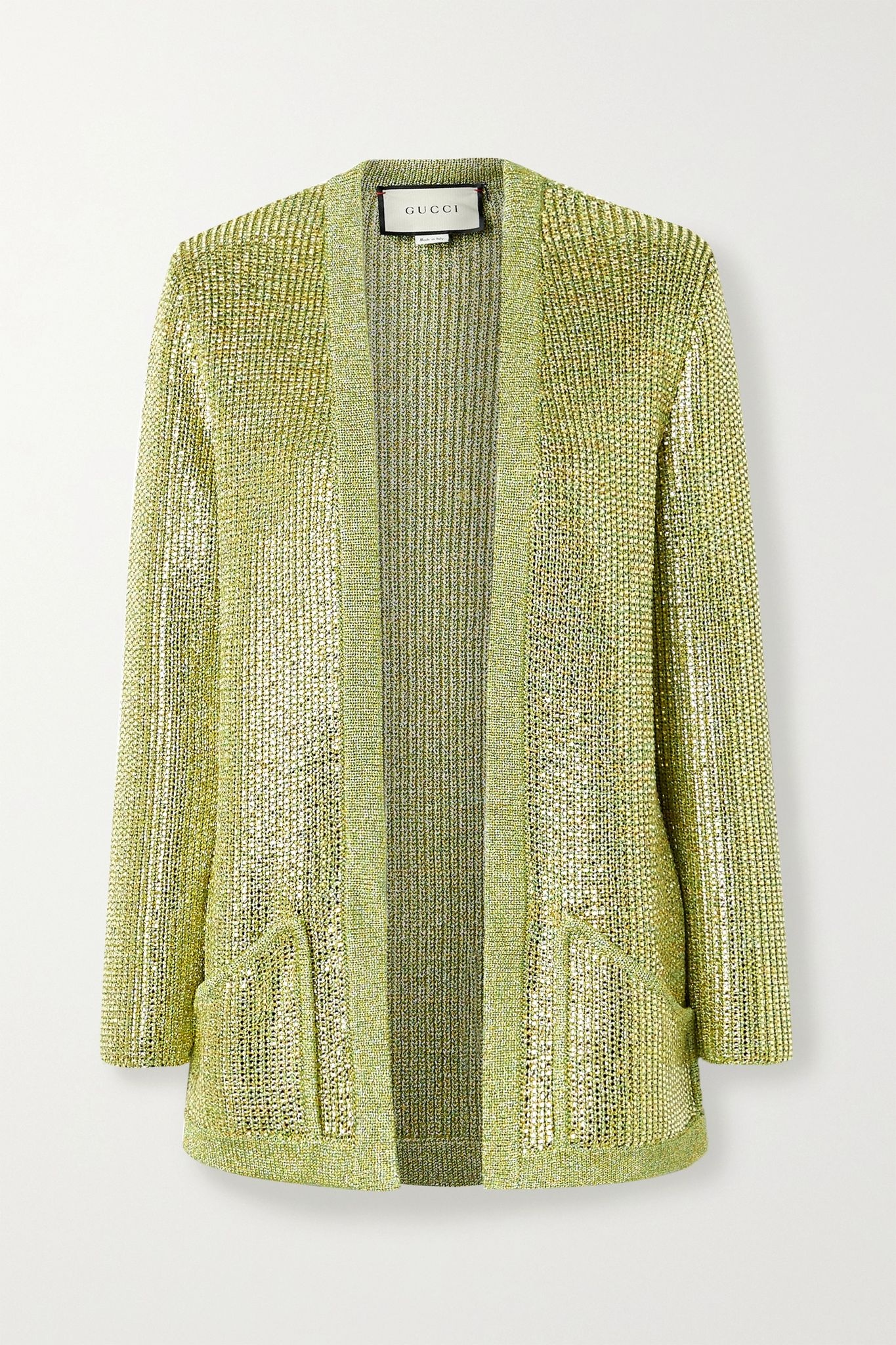 Crystal-embellished metallic knitted cardigan - 1