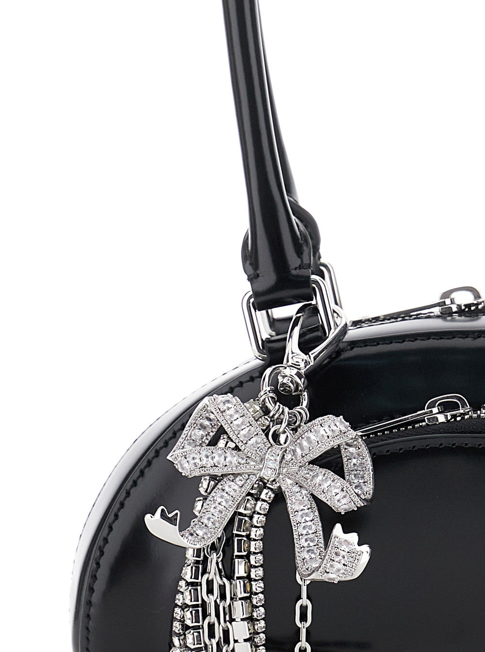 Self-Portrait Women Black Leather Mini Shoulder Bag With Charm - 5