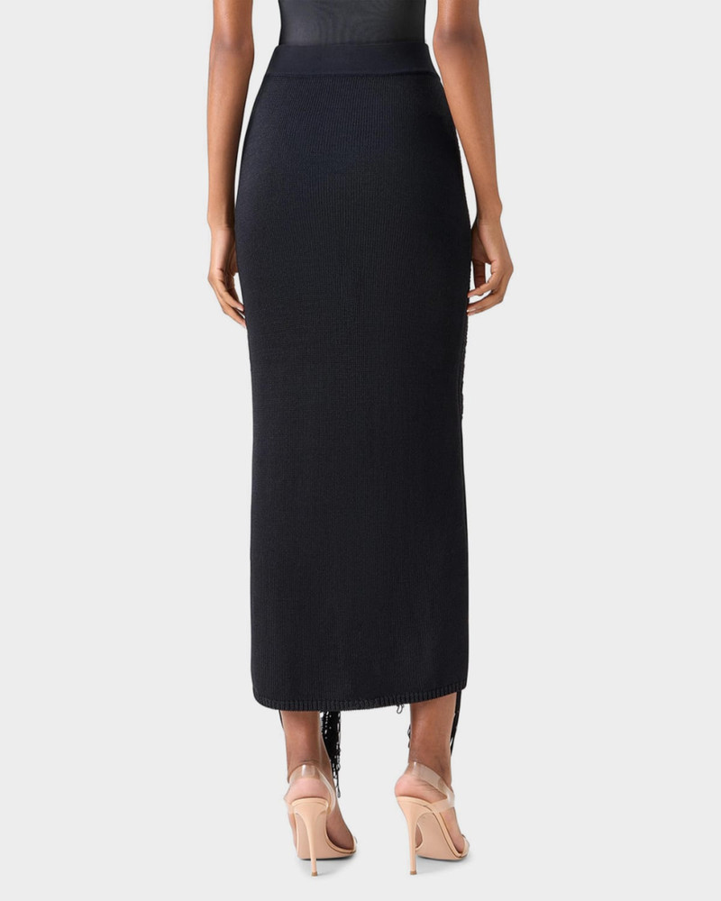 AKRIS Draped Fringe Silk Knit Midi Pencil Skirt outlook