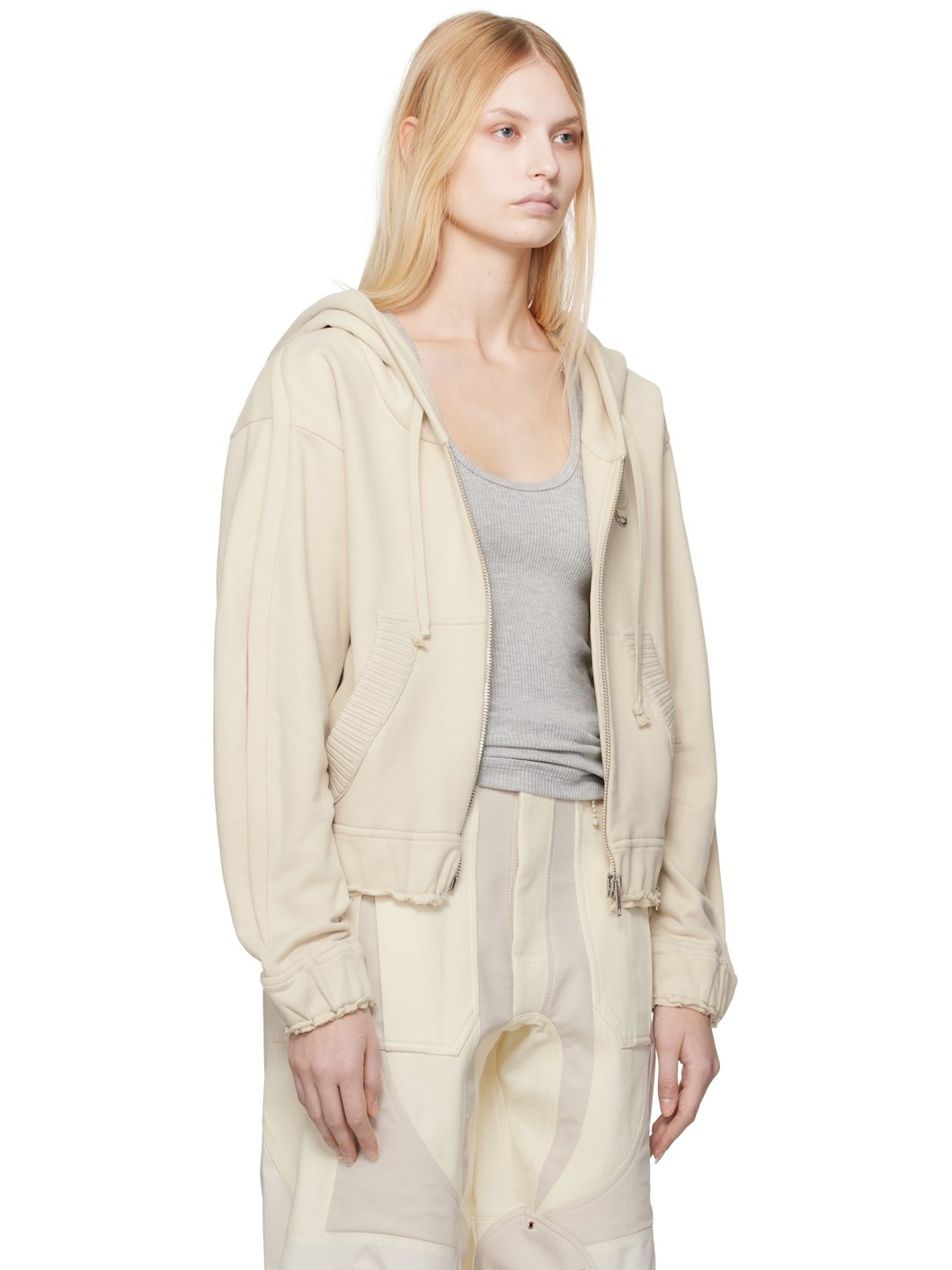 Moncler x Willow Smith Beige Zip-Up Eyelet Cotton Hoodie - 2