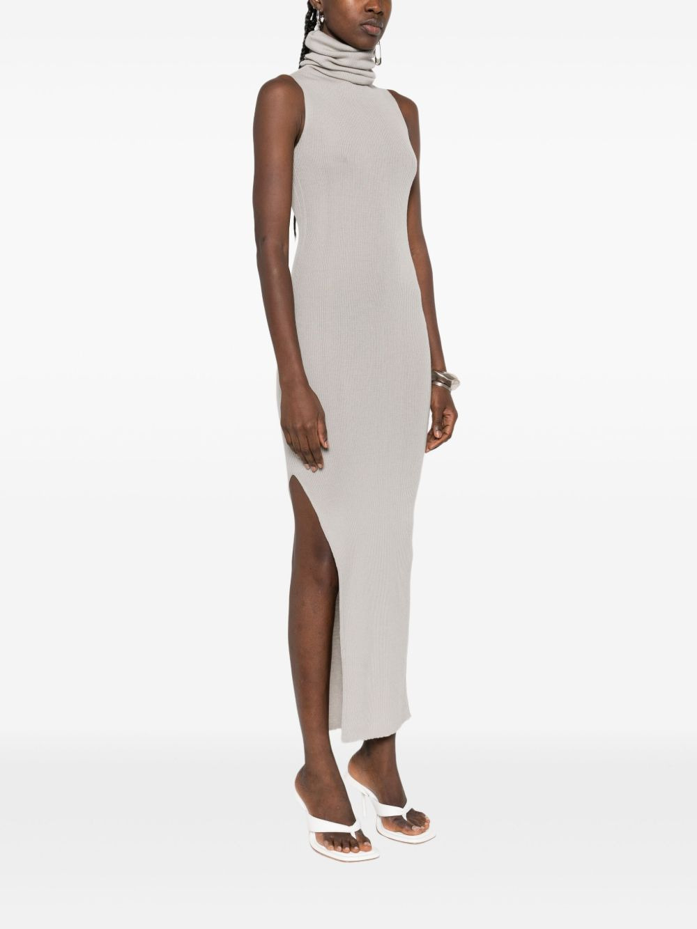 ribbed turtleneck midi dress - 3