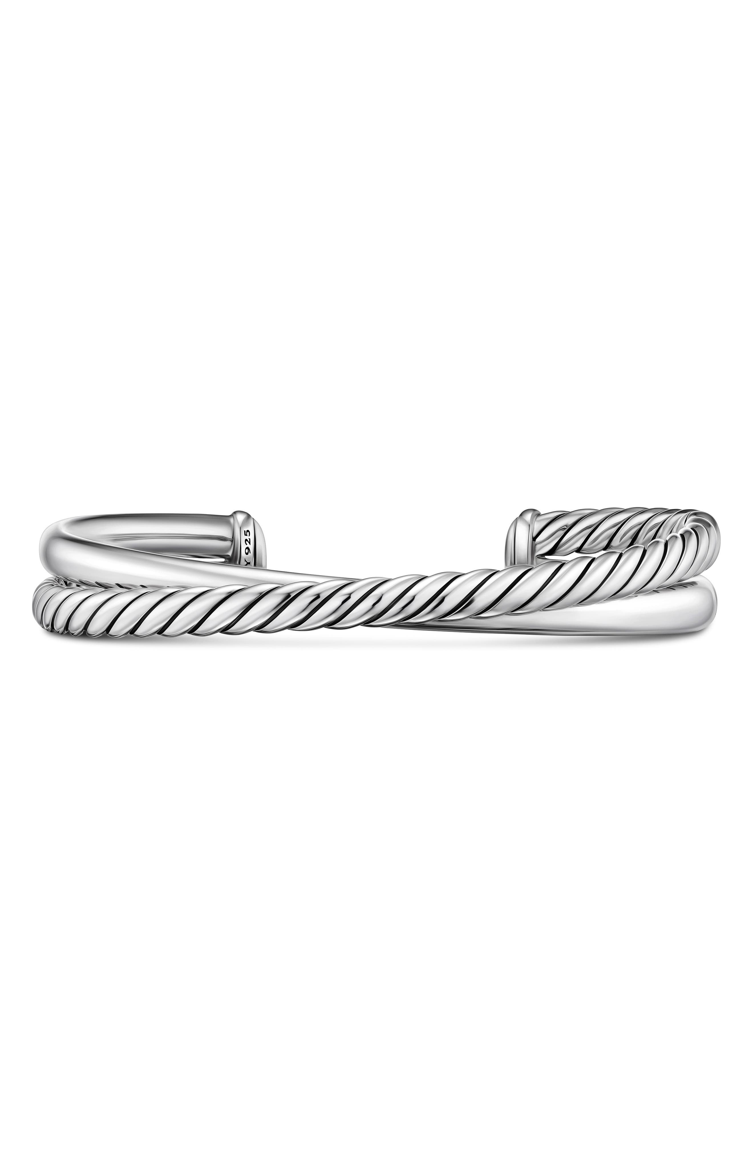 David Yurman Crossover Two Row Cuff Bracelet in Sterling Silver, 10.7mm at Nordstrom - 1