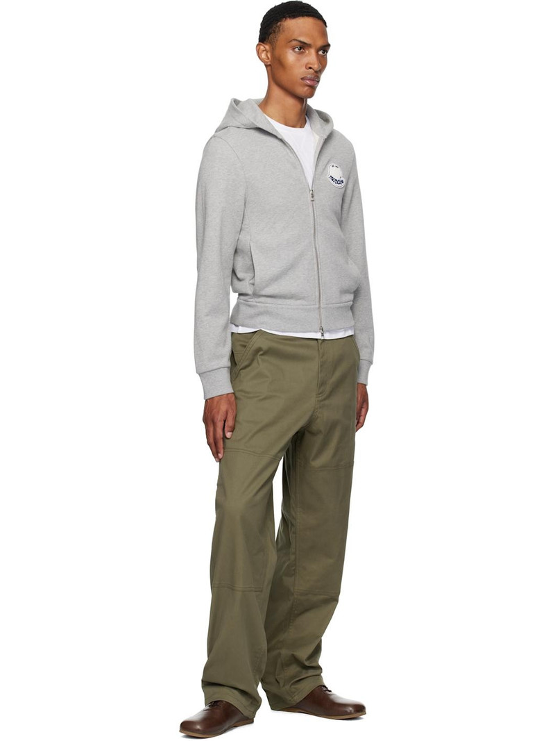 Moncler Gray Logo Cotton Zip-Up Hoodie outlook