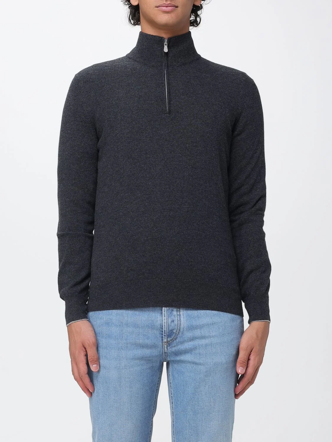 BRUNELLO CUCINELLI Slim Fit Half-Zip Cashmere Turtleneck Jumper - 1