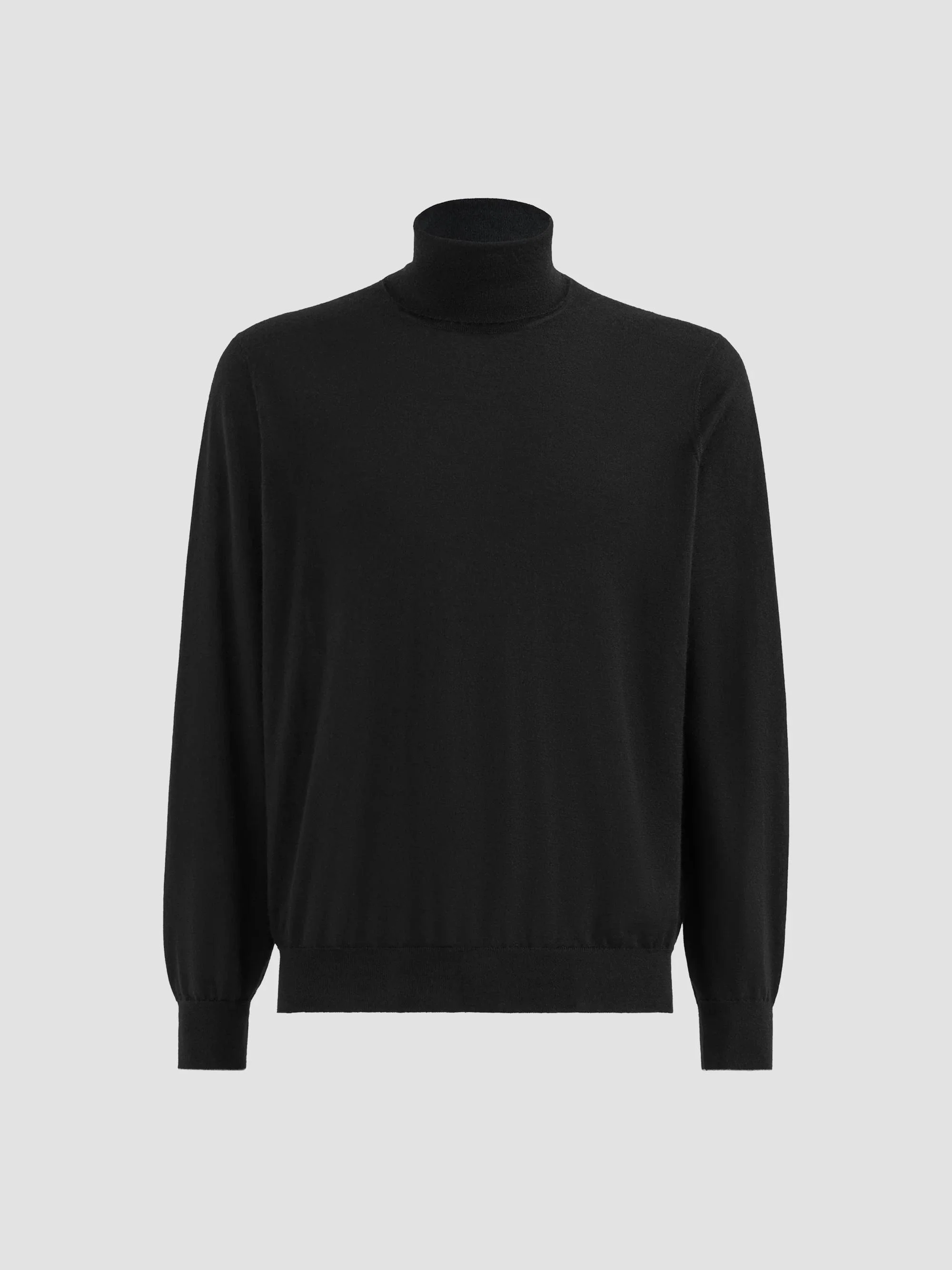 Men's Cashmere and Silk Lightweight Turtleneck Sweater - Black - 1