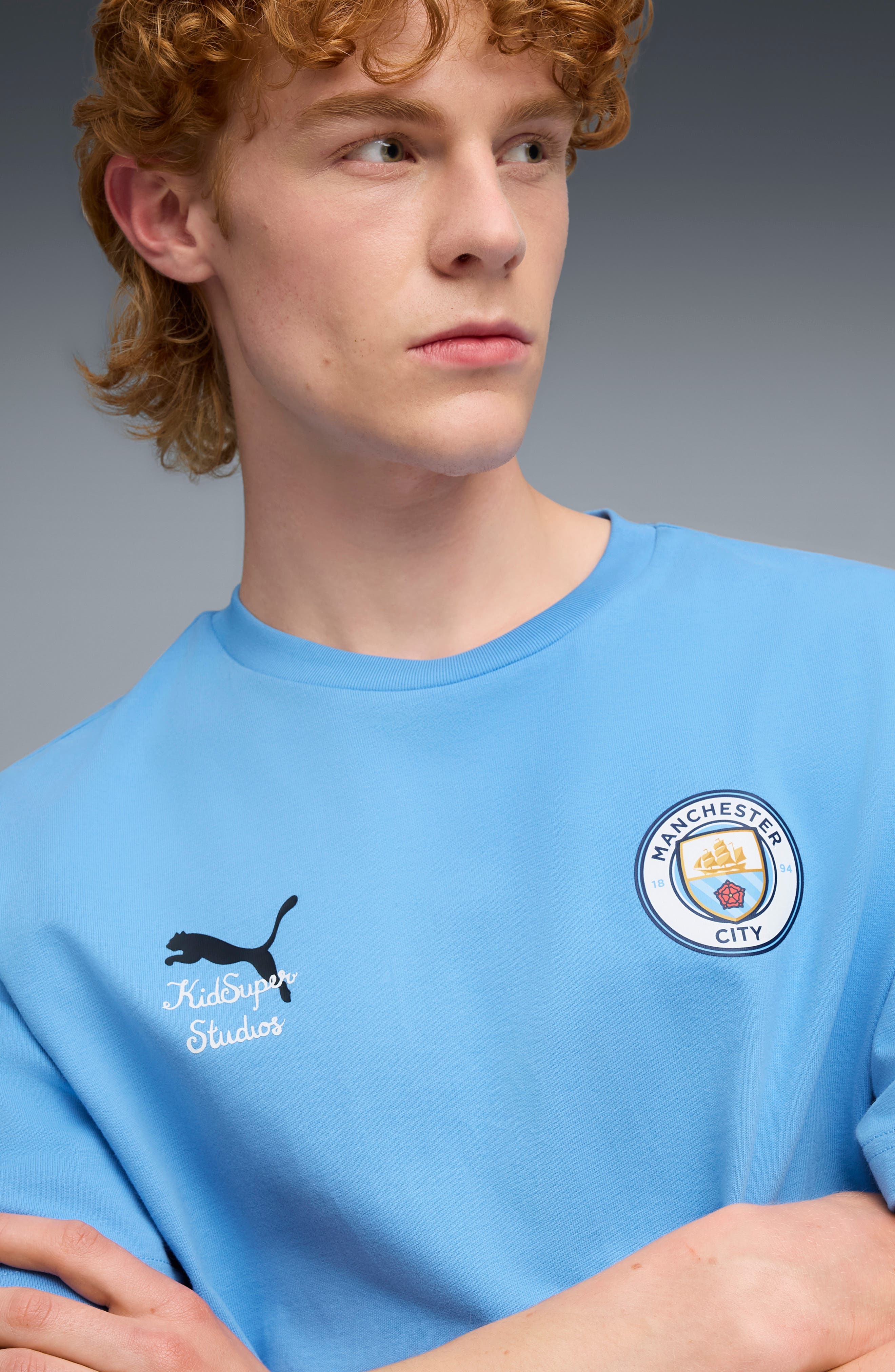 PUMA KidSuper MCFC Cotton Graphic T-Shirt in Team Light Blue-Puma Black at Nordstrom - 7