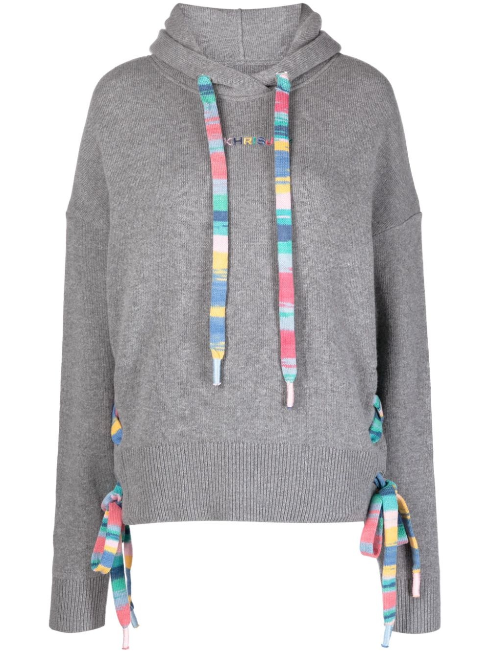 stripe-detail knitted hoodie - 1