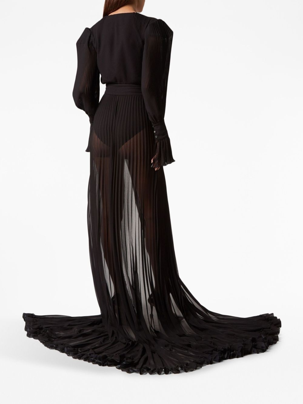 fully-pleated semi-sheer dress - 4