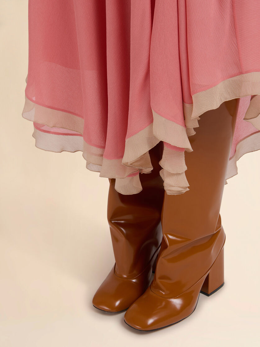 PINK CREPONNE PEPLUM SKIRT - 4