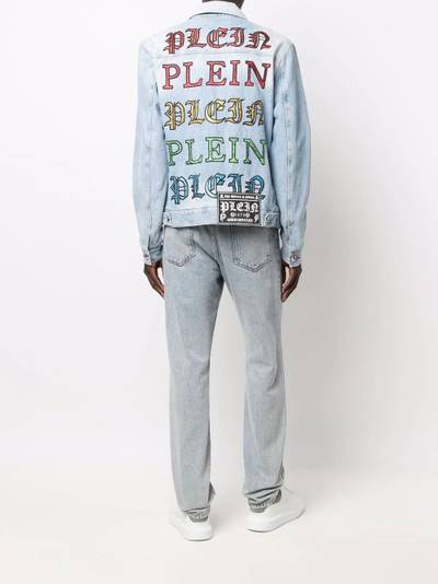 PHILIPP PLEIN rainbow embroidered-logo denim jacket outlook