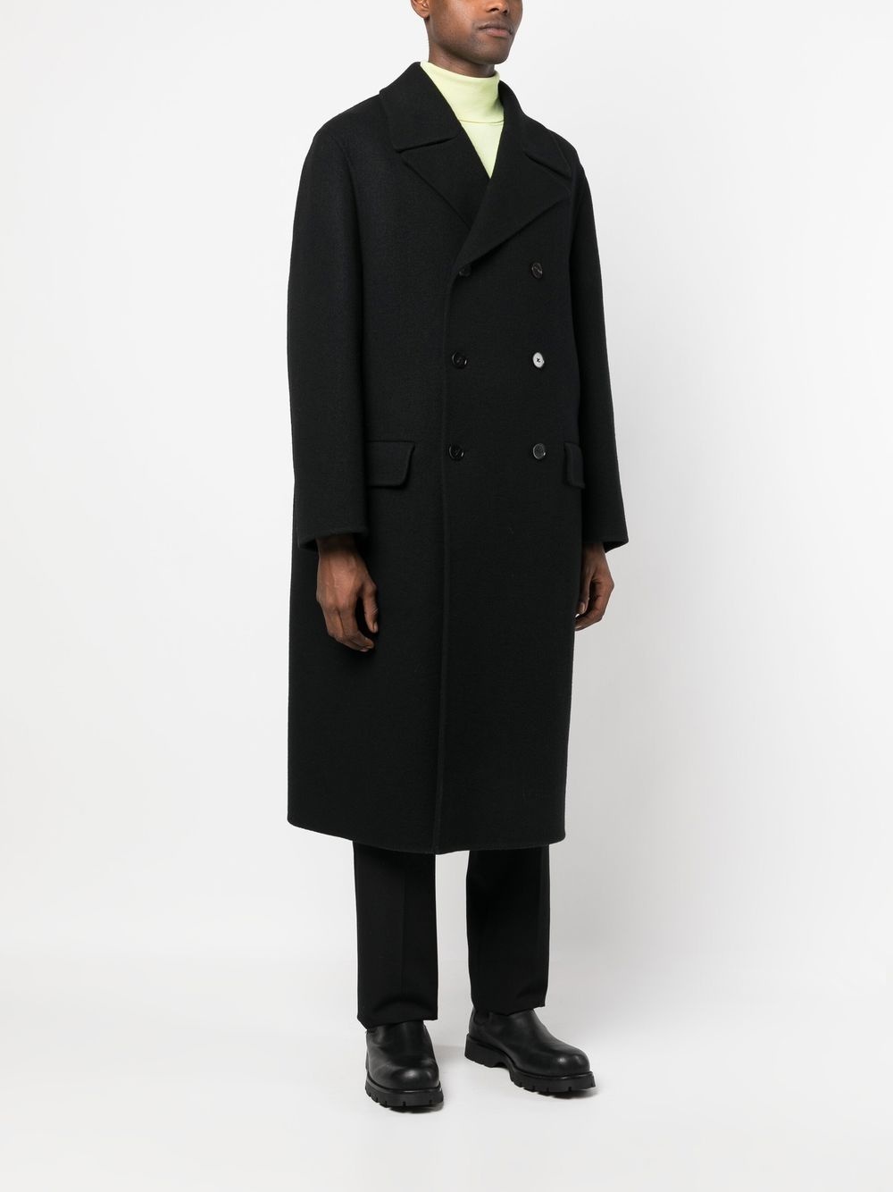 double-breasted virgin wool coat - 3