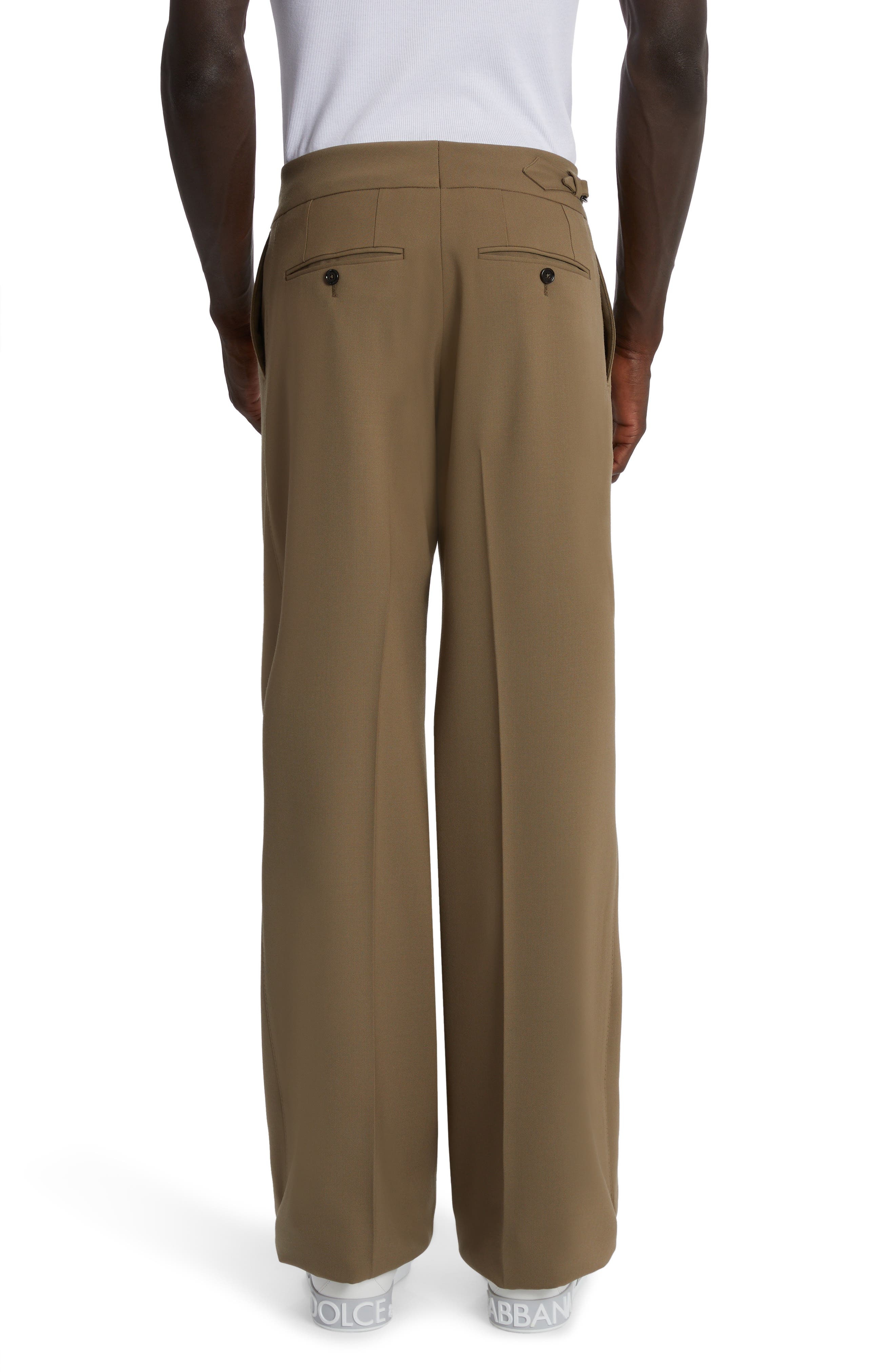 Buckle Waist Wool Stretch Twill Pants - 3