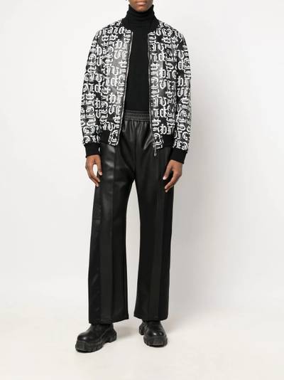 PHILIPP PLEIN logo-print leather bomber jacket outlook