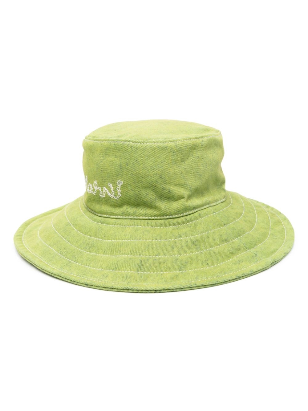 embroidered-logo denim bucket hat - 1