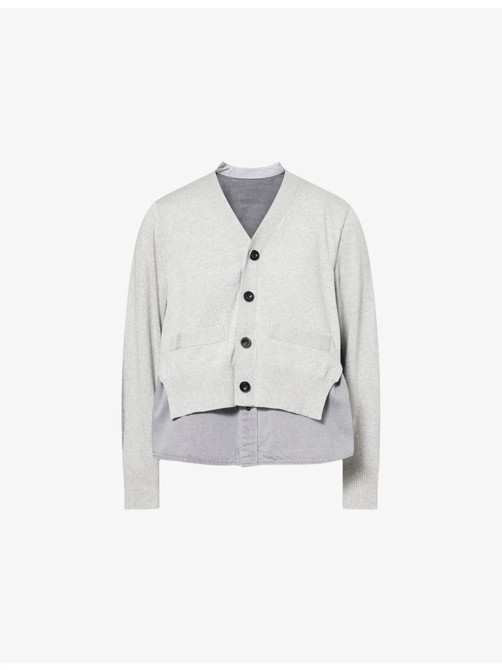 Contrast-Panelled Denim and Cotton-Knit Cardigan - 1