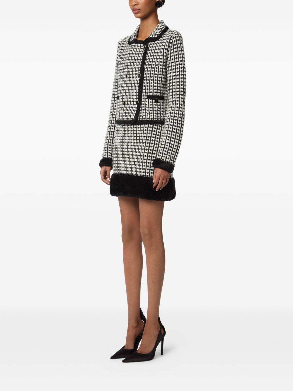 tweed-effect double-breasted jacket - 3