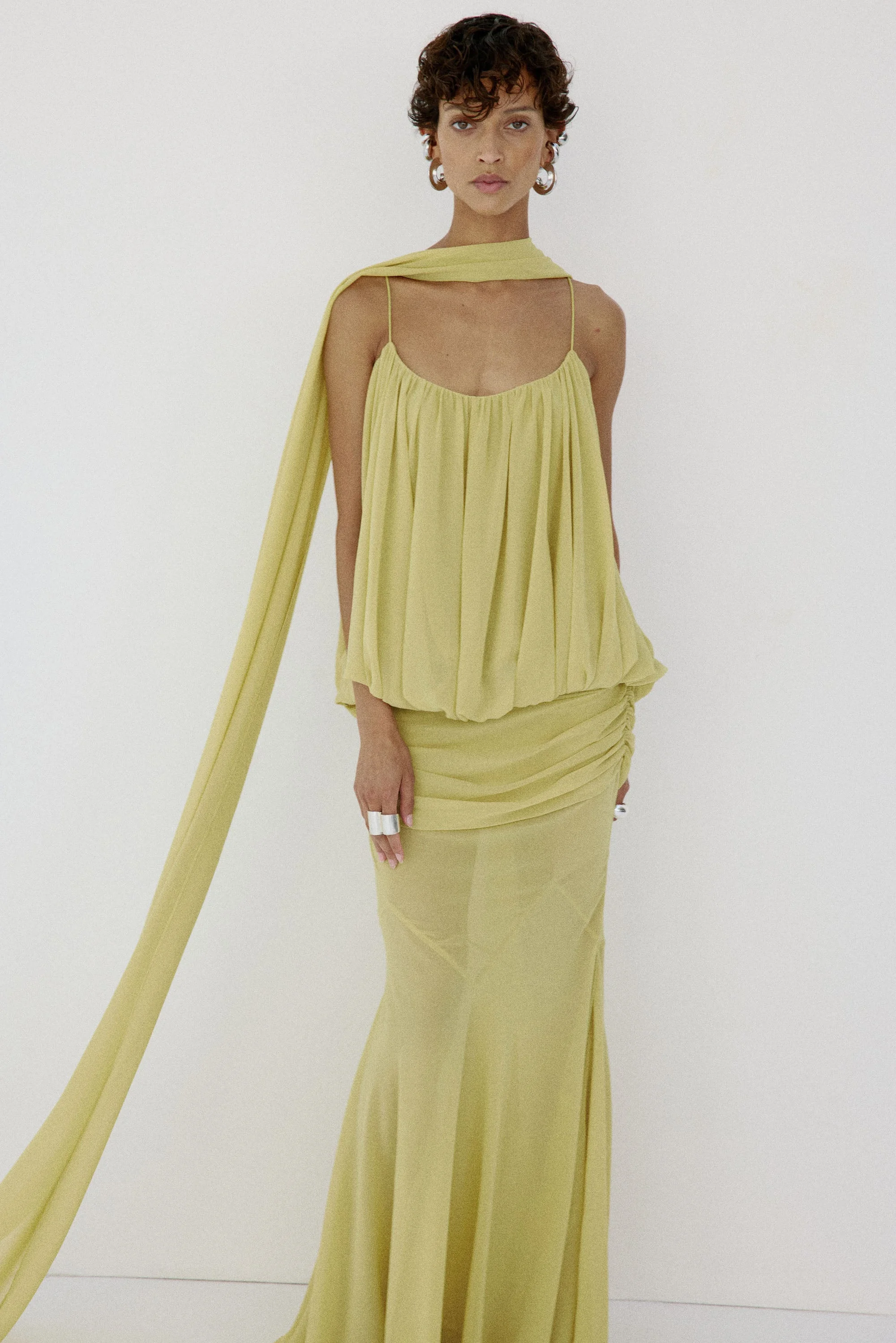 INARA MAXI DRESS IN PEAR CHIFFON - 1