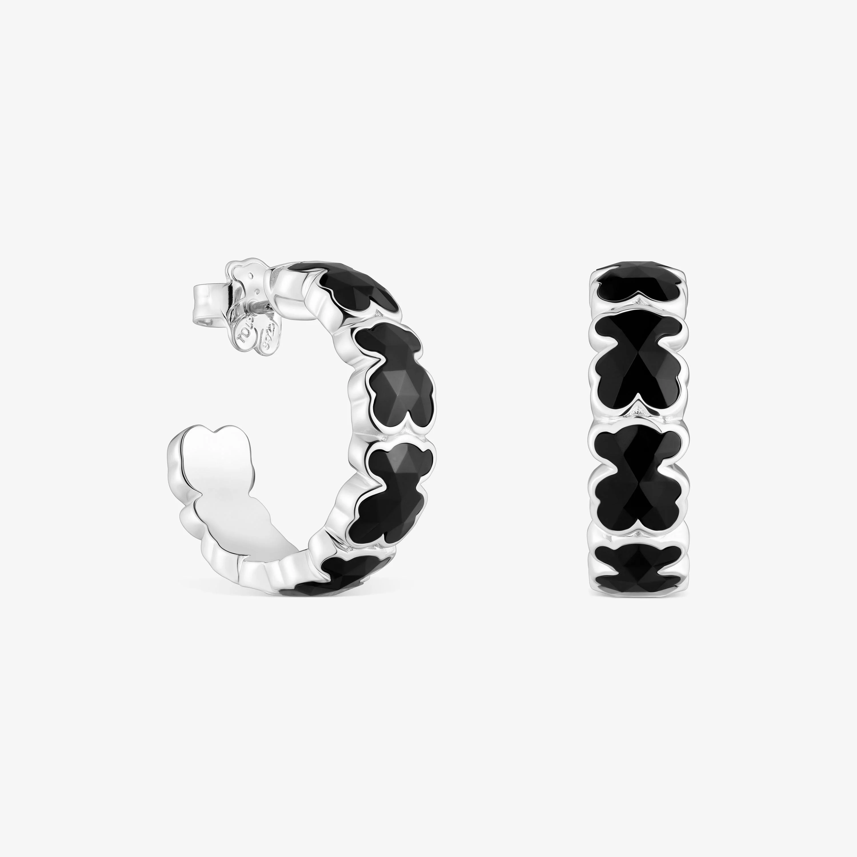 Silver Hoop earrings with onyx bears TOUS Icon Color - 1