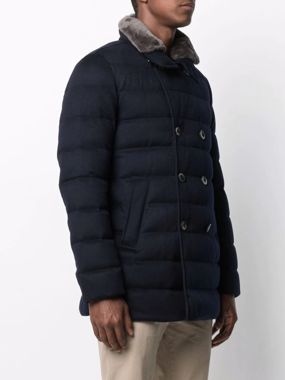 double-breasted padded coat - 3