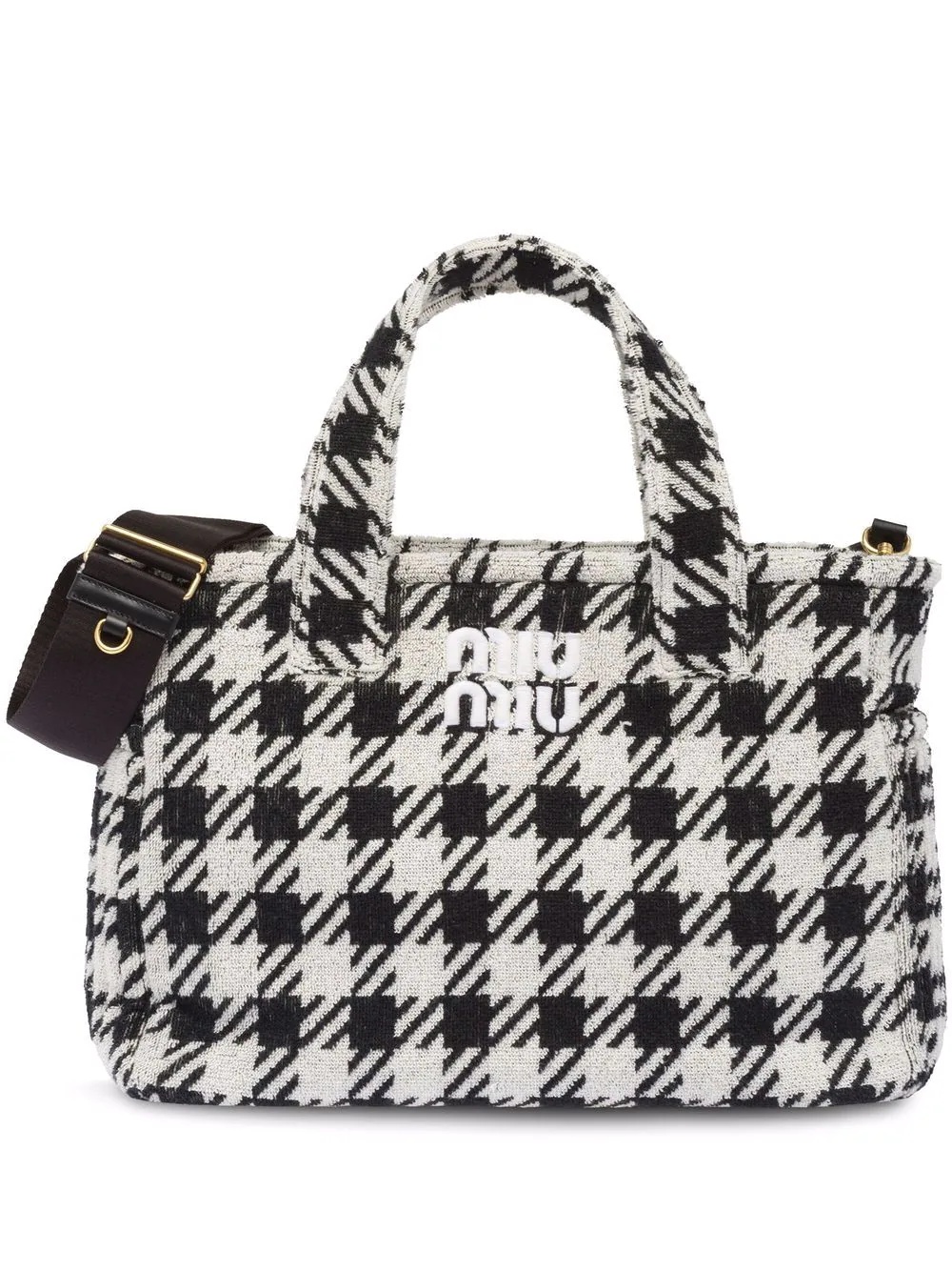 Terry cloth houndstooth tote bag - 1