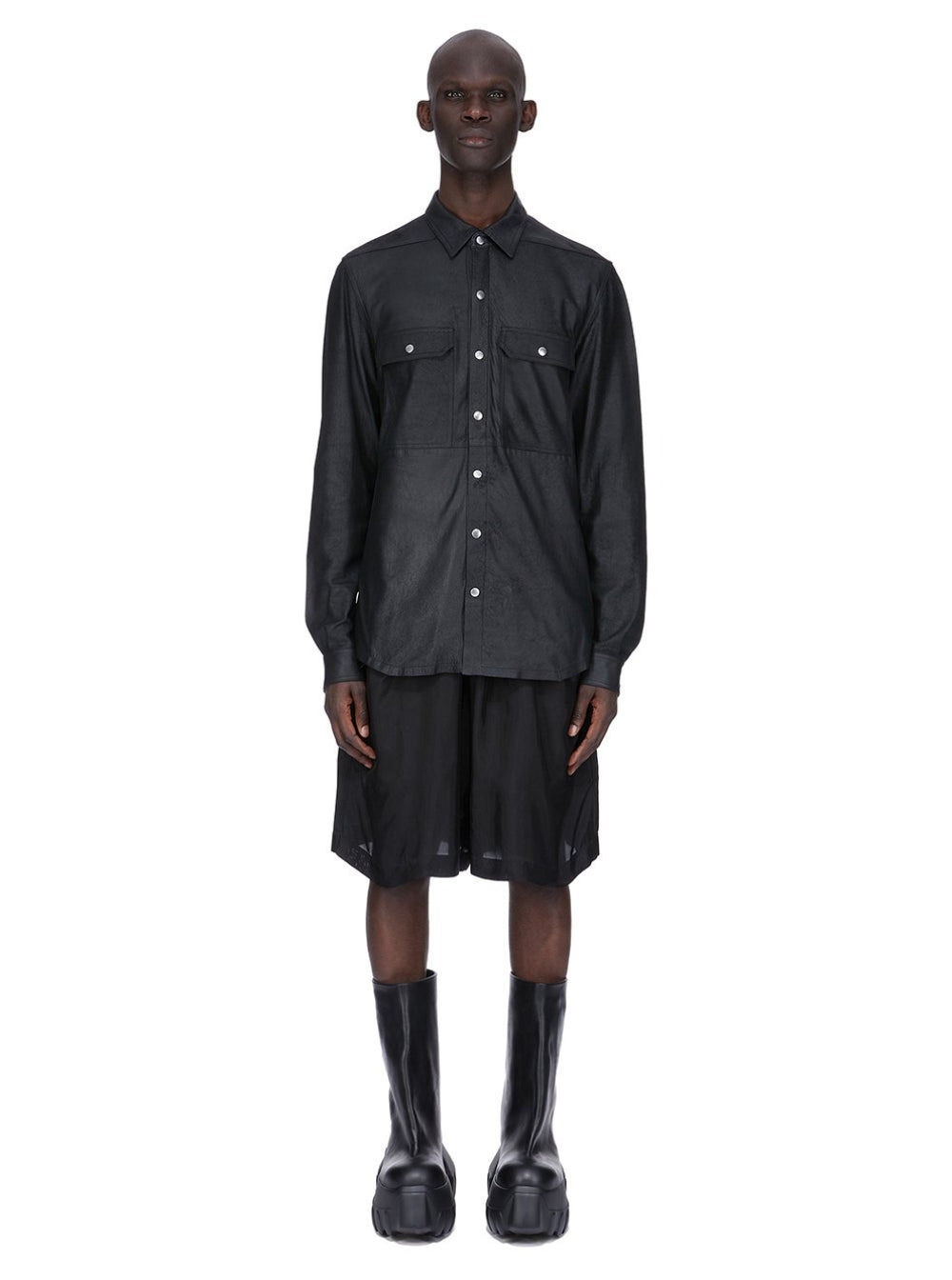 Rick Owens Men Black Jacket With Patch Pockets On The Chest In Cotton Blend Man - 4